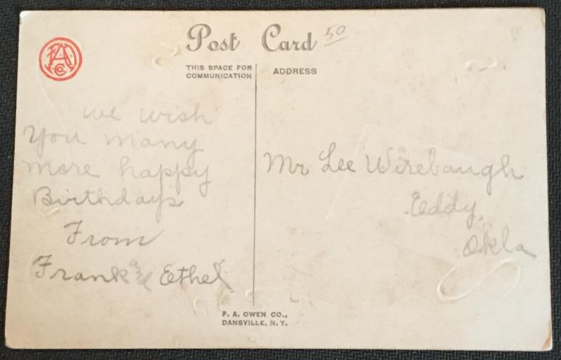 Postcard Unused writing on back “Birthday Greetings” Flower LB