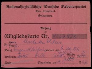 3rd Reich Germany WWII Membership Revenue Card NSDAP 77172