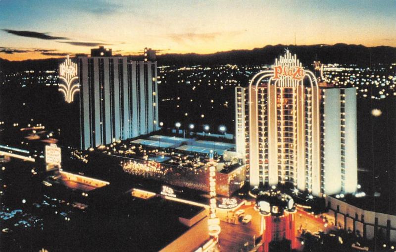 LAS VEGAS, NV Nevada  UNION PLAZA HOTEL & CASINO  Bird's Eye Night View Postcard