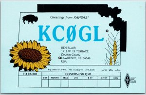 QSL Radio Card Lawrence Kansas KC0GL Amateur Station Postcard