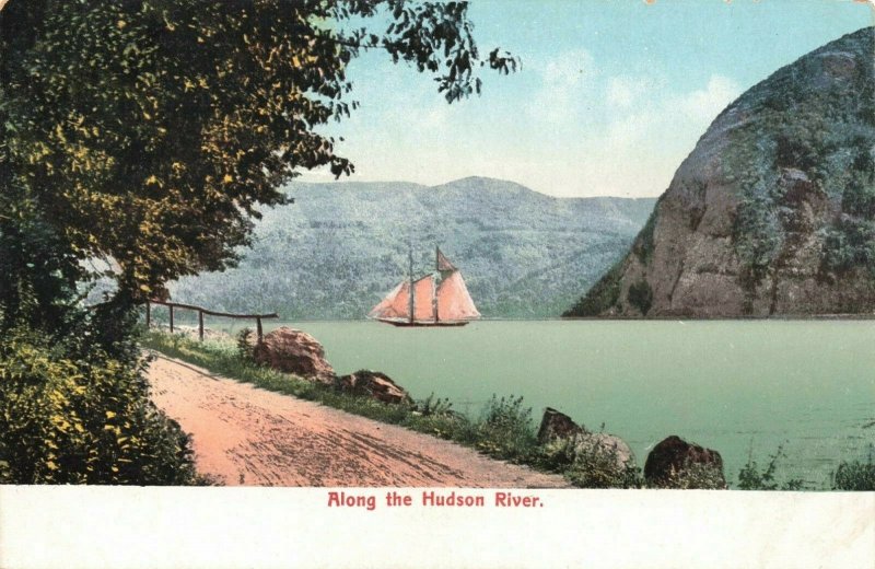 Postcard Sailboat Along the Hudson River New York AB1