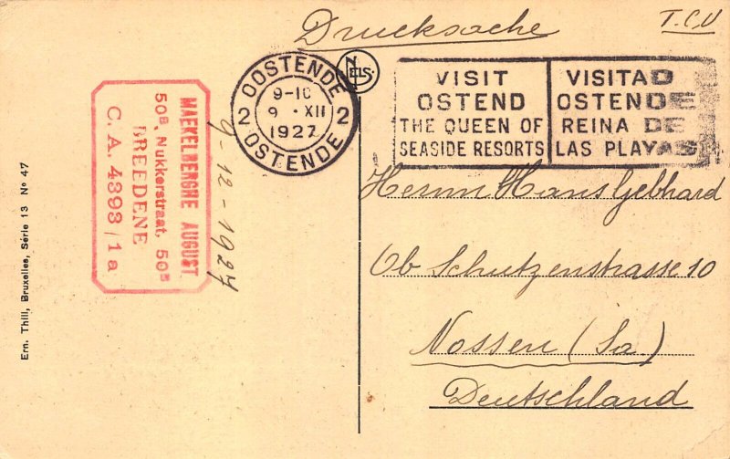 Belgium 1927 Ostende Cathedral SS Pierre et Paul Monument aux Morts postcard