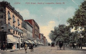 c.'12,  Fifth Street, South of Hampshire, Crease, Quincy, IL, Old Post Card