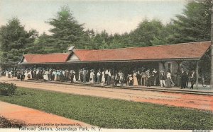 Sacandaga Park NY Railroad Station Train Depot Postcard