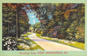 West Springfield Pennsylvania Scenic Roadway Greeting Antique Postcard K85687