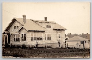 RPPC RI Beautiful House Cedar Shake Cottage Small Garage Photo Postcard J25