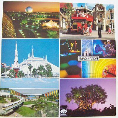 T3201       WALT  DISNEY  WORLD      POSTCARD LOT,   6   ...