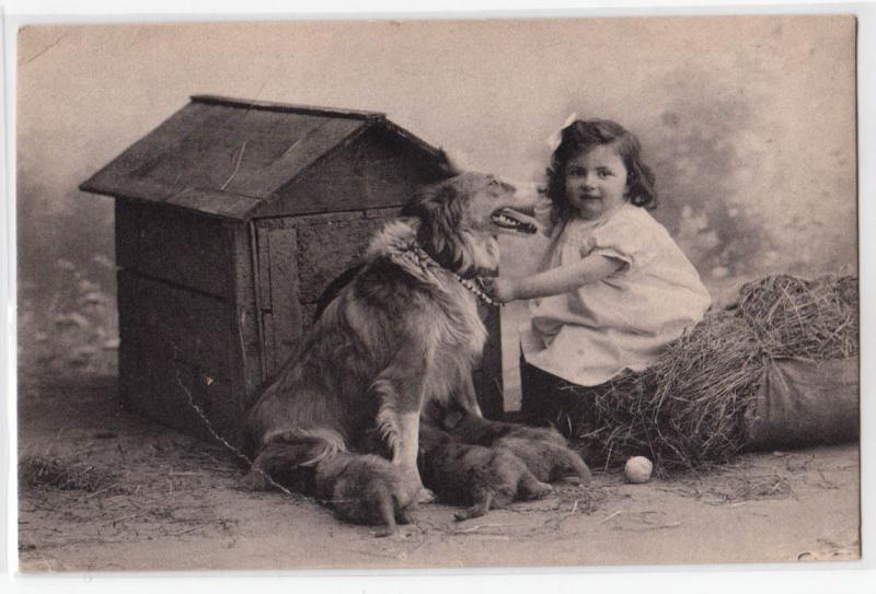 Girl and Mother Dog