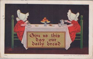 Postcard Sunbonnet Babies Give Us this Day Our Daily Bread