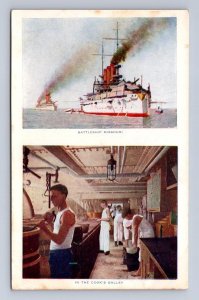 BATTLESHIP MISSOURI COOK'S GALLERY GREAT WHITE FLEET MILITARY SHIP POSTCARD 1908