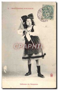 Old Postcard Fun Children Alsace Defense Flag