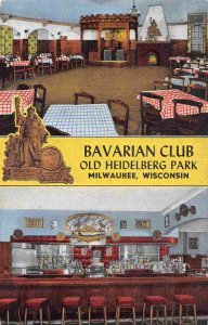 Bavarian Club Old Heidelberg Park Milwaukee Wisconsin linen postcard
