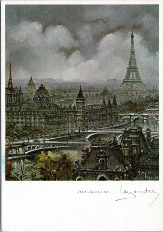 Postcard France Panoramic view of Paris by Maurice Legendre