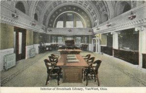Van Wert Ohio~Interior of Brumback Library~1909 Postcard