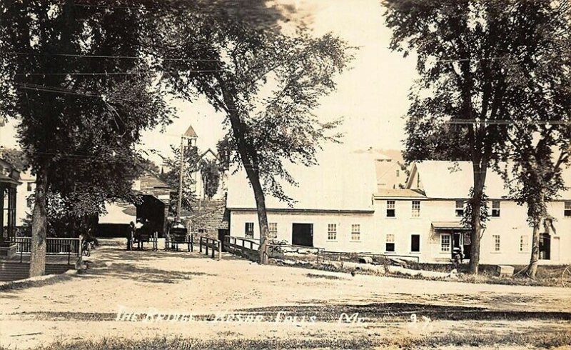 Kezar Falls ME The Covered Bridge Horse & Wagons Real Photo Postcard