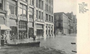 MAIN STREET AT 12TH FLOOD WHEELING WEST VIRGINIA  POSTCARD (1907)