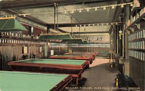 Portland OR Billiard and Pool Tables Parlor Elks Club Postcard