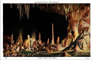 USA Carlsbad Cavern New Mexico Totem Poles Big Room Linen Postcard C002