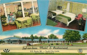 Sylvania Georgia Syl-va-lane Motel Restaurant 1950s Mellinger Postcard 21-14381