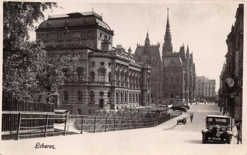 BIBEREC LIBEREC CZECHOSLOVAKIA BIBEREC~ST VIEW~MOTORCYCLE SIDECAR PHOTO POSTCARD