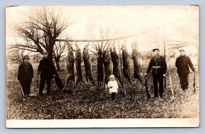 J87/ Interesting RPPC Postcard c1910 Deer Hunting Trophy Men Rifles 470