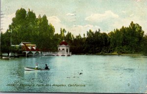 California Los Angeles Boating At East Lake Park 1910