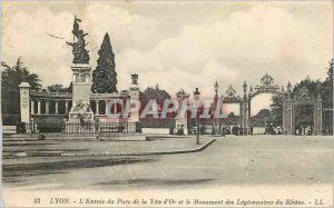 'Old Postcard Lyon Entree d''Or Tete Park and the Monument of the Legionnaire...