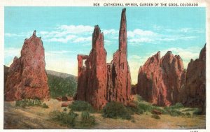 Vintage Postcard Cathedral Spires Garden Of The Gods Rock Formations Colorado CO