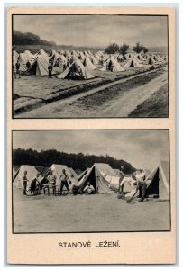 c1940's Stanove Lezeni Multiview Czech Republic Camp Military Tent WW1 Postcard