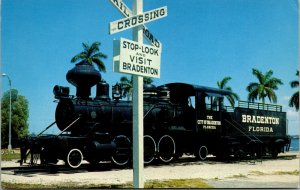 Vtg Old Wood Burning Locomotive Bradenton Florida FL Unused Postcard