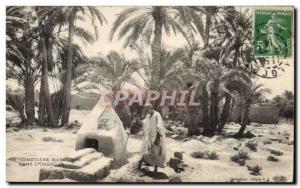 Algeria Old Postcard Scenes and Types Muslim Cemetery in & # 39oasis