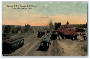 c1910 Denver Rio Grande R.R. Depot Colorado Springs Colorado CO Vintage Postcard