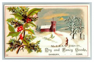 Vintage 1880's Victorian Trade Card McLean Brothers Dry & Fancy Goods Danbury CT