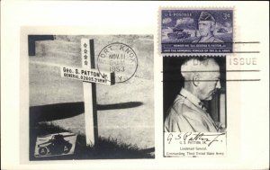 General George S. Patton Grave Stamp Homage Real Photo Vintage Postcard