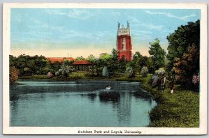 Vtg New Orleans Louisiana LA Audubon Park & Loyola University 1920s Postcard