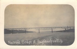 EARLY CYKO Real Photo, RPPC, Railroad Bridge at POUGHKEEPSIE, NY, Old Post Card