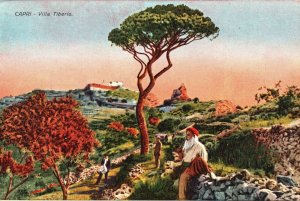 Vintage Postcard Capri Villa Tiberio Tourist Attraction Village in Italy