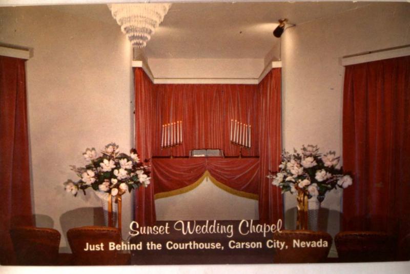 Unused pre-1970 SUNSET WEDDING CHAPEL Carson City Nevada NV Postcard y2370