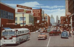 Windsor Ontario ON Ouellette Ave Bus Street Scene Vintage Postcard