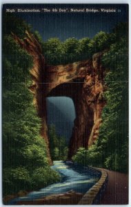 Postcard - Night Illumination, The 4th Day - Natural Bridge, Virginia