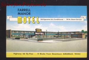 AMARILLO TEXAS FARRELL MANOR MOTEL ROUTE 66 OLD ADVERTISING POSTCARD