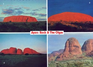 VINTAGE CONTINENTAL SIZE POSTCARD AYERS ROCK & THE OLGAS AUSTRALIA