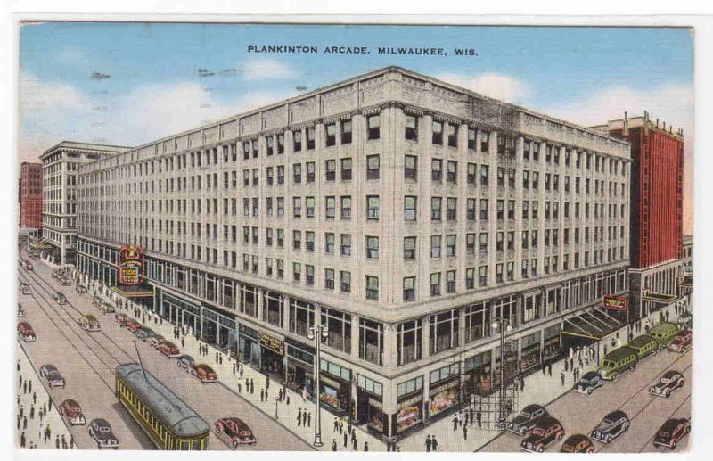 Plankinton Shopping Arcade Milwaukee Wisconsin 1943 postcard