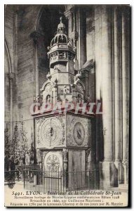 Old Postcard Lyon Interior of the Cathedral of St. John Marvelous clock Nicol...