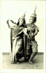 RPPC Dancers Headdress Jacket Sarongs Thai Thailand Real Photo Postcard