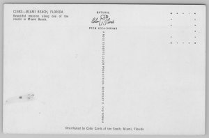 Miami Beach Florida~Beautiful Waterfront Mansion~Standard Chrome Postcard