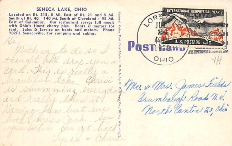 Thompson's Boat Dock Seneca Lake, Ohio OH Postcard