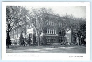 WINFIELD, Kansas KS ~ Main Entrance HIGH SCHOOL Cowley County  Postcard