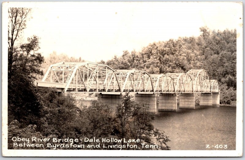 Obey River Bridge Dale Hollow Lake Bet. Byrdstown & Livingston TN Real  Postcard