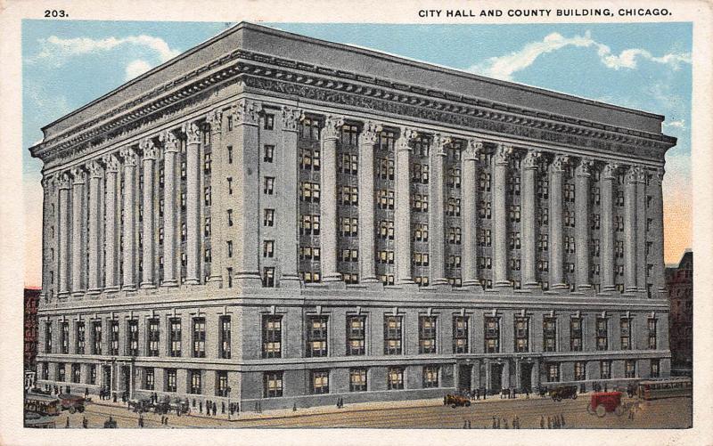 City Hall and County Building, Chicago, Illinois, Early Postcard, Unused